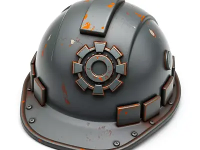 Worn Industrial Hard Hat Prop Low-poly 3D model