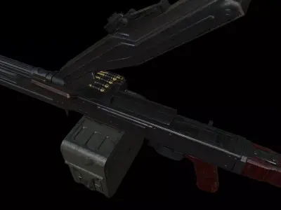PKM Light Machine Gun Low-poly 3D model purchase