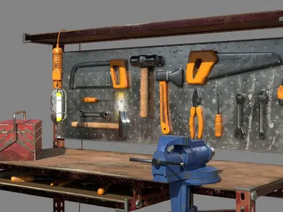 Workbench with tools 3D model