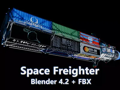 Space Freighter Model Low-poly 3D model