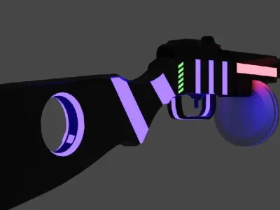 low-poly soviet automatic PPSH in cyberpunk style Free low-poly 3D model