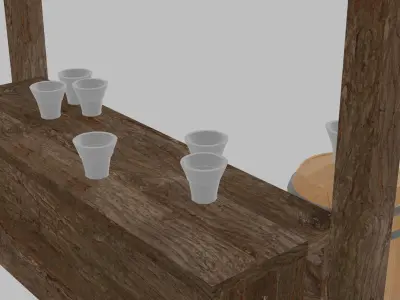 Low Poly Medieval Bar Market Low-poly 3D model