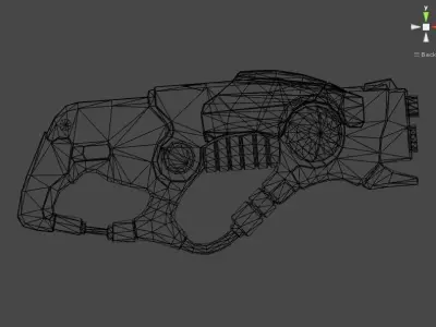 sci fi blaster gun 3d low poly model Low-poly 3D model
