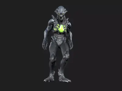 Alien Spitter Sci-Fi Creature Rigged Low-poly 3D model