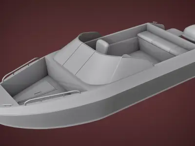 boat with motor low-poly game ready Low-poly 3D model