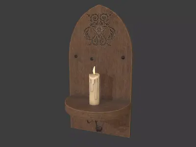Medieval Wall Candle Holder  Low-poly 3D model