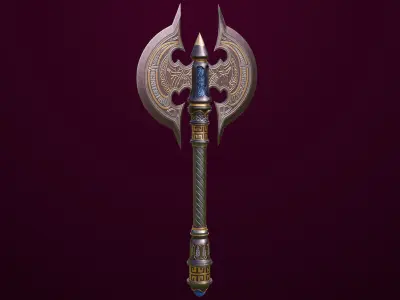  Battle Axe 02 All PBR Unity UE Textures Included  Low-poly 3D model