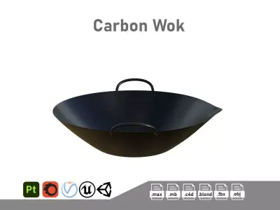 Carbon Wok Low-poly 3D model