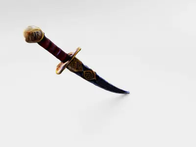 Engraved Ceremonial Sword with Golden Accents 3D model