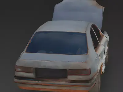 Wrecked Sedan 3D Model 3D Model Low-poly 3D model