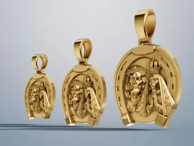  Religious with Virgin Mary and Face of Christ Model for Jewelry 3D print model