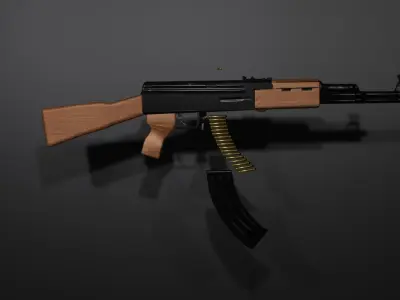 low poly ak47 gun 3d model Low-poly 3D model