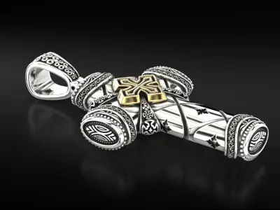 Antique pectoral cross with patterns 771 3D print model