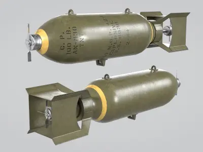 AN-M30 100 lb Bomb Low-poly 3D model