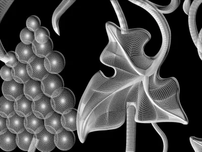 3D model stl doors with leaves and grapes for CNC router  Free 3D print model