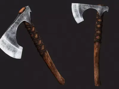 Viking Battle Axe Low-poly 3D model 3