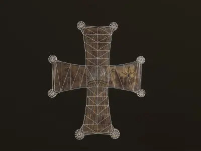 Byzantic cross Low-poly 3D model