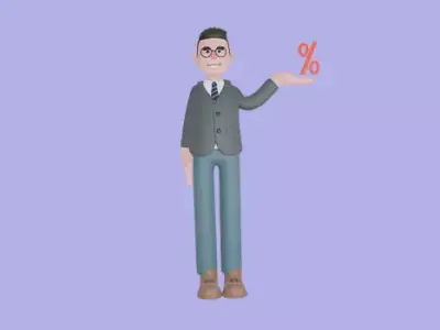 Stylized 3D Male Teacher - Cartoon Man with Percent Symbol 3D model