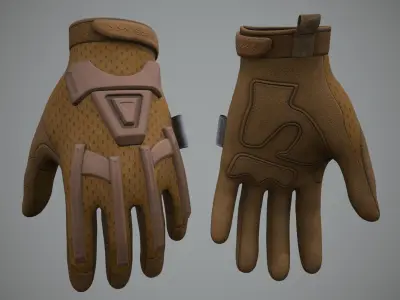 Tactical Combat Gloves 05 Low-poly 3D model
