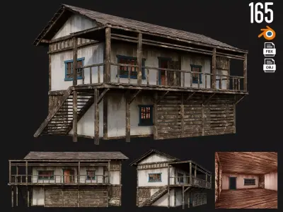 Old House Building 4K Textures GameReady 165 Low-poly 3D model