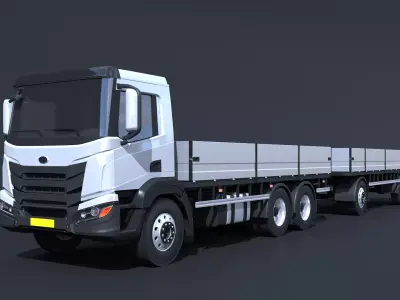 Generic Cargo Truck with Trailer 3D model