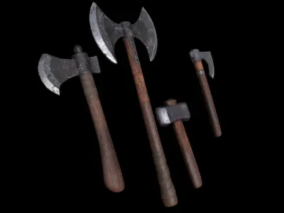 Axes of the Vikings Low-poly 3D model