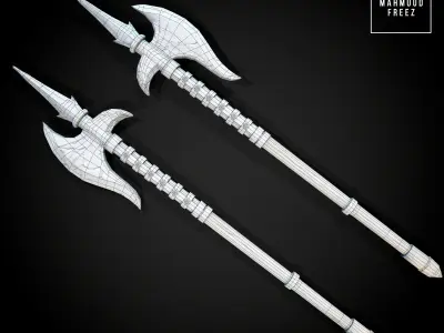 Low Poly Stylized axe Multi texture Low-poly 3D model