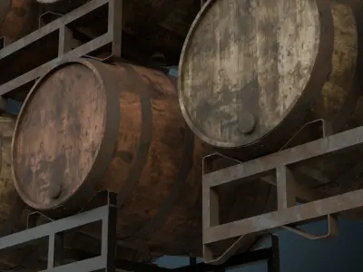 Wooden Barrel 1B Low-poly 3D model