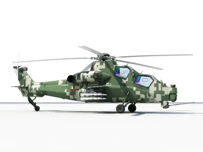 Chinese military weapons armored armed helicopters 3D model