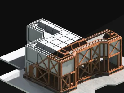 Medieval Low Poly Building Castle Wooden Village Stone House 34 Low-poly 3D model