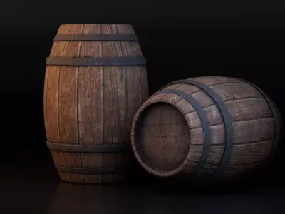 Medieval Barrel Free low-poly 3D model purchase