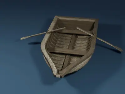Rowboat wooden boat 3D model purchase