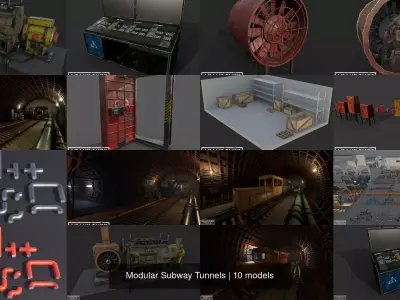Modular Subway Tunnels 3D Model Pack