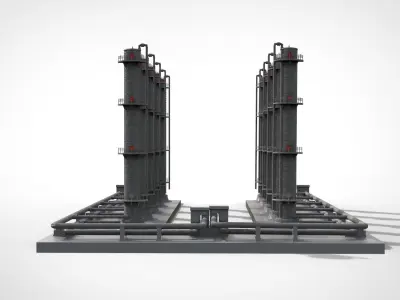Industrial towers 3D model