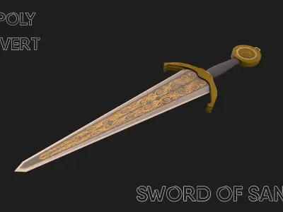 Cinquedea - sword of Sands  Low-poly 3D model