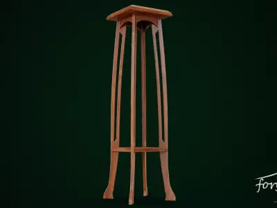 Art Nouveau Tall Plant Stand Low-poly 3D model