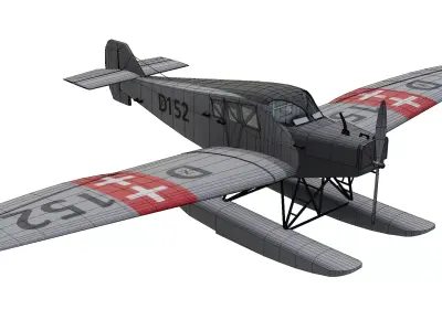 Junkers F 13 Floatplane Low-poly 3D model