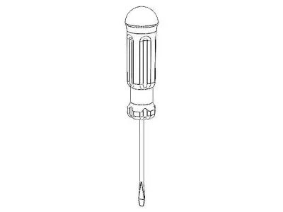 Flat Tip Screw Driver 2mm x 130mm Overall 3D model
