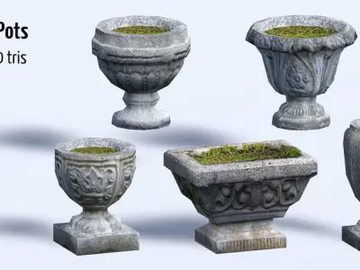 Old Cemetery Pack Low-poly 3D model
