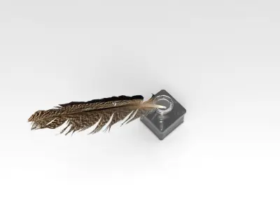 Inkwell feather quill in bottle 3D model