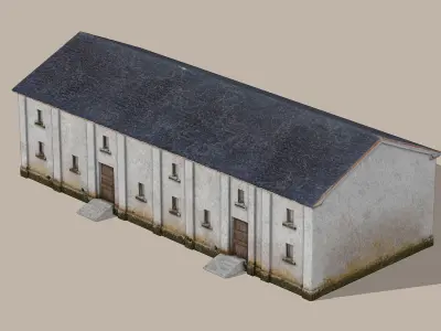 Chinese Style Rural Factory Building Low-poly 3D model