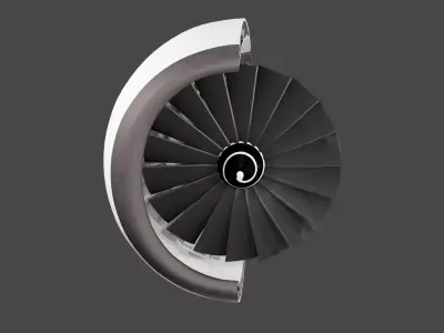 Rotating jet engine 3D model