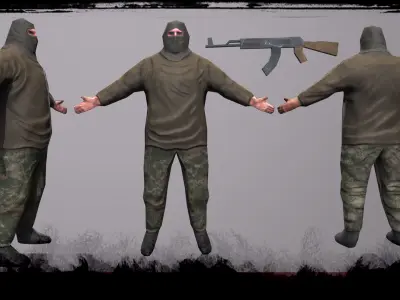 Low Poly Terrorist Ak47 Free low-poly 3D model