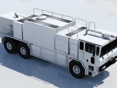 US Titan 6x6 Airport Fire Truck ARFF Low Poly Blank Static Low-poly 3D model