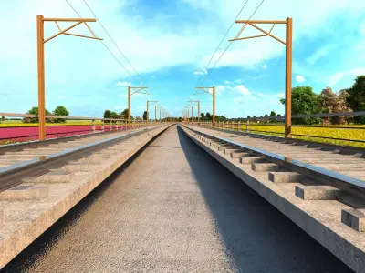 high-speed railway 3D model