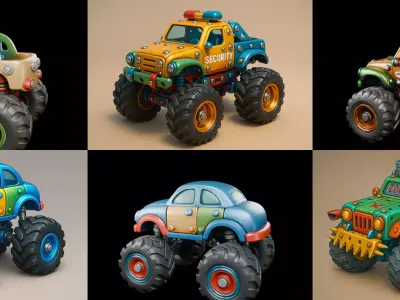 Monster Truck bundle 4 pack 100 glb 3D model