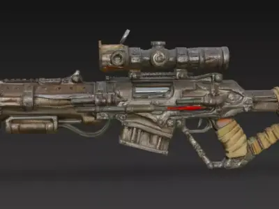 Rugged Post Apocalyptic Rifle 3D Model Low-poly 3D model