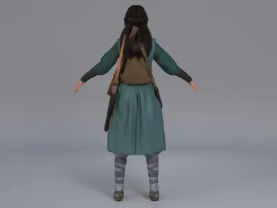The Archer Woman Haena Lowpoly Game ready 3D model
