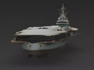 Damaged Aircraft Carrier Hull 3D Model 3D Model Low-poly 3D model