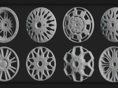 40 Tires and Rims 3D Model - Game Ready Low-poly 3D model